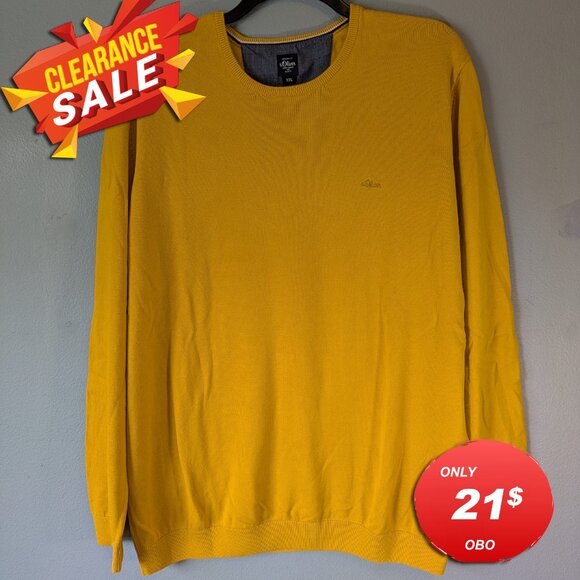 S. Oliver Men Yellow Gold XX-Large Cotton Crewneck Sweater - Picture 1 of 9